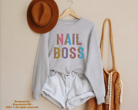 Image of Nail Boss Sweater, Gift For Nail Tech, Nail Technician Sweatshirt, Nail Artist Hoodie, Manicurist Pullover, Gift For Manicurist, Pedicurist