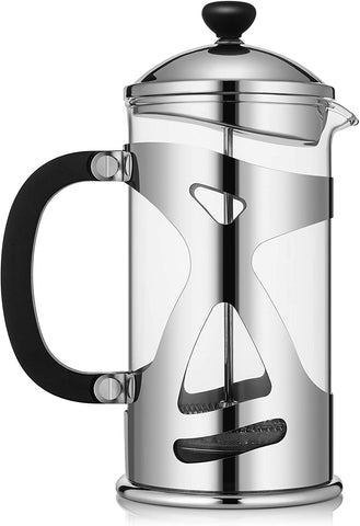 Image of KONA French Press Coffee Maker Large Comfortable Handle & Glass Protecting Stylish Stainless Steel Frame 34 oz