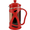 KONA French Press Red Coffee Maker With Reusable Stainless Steel Filter, Large Comfortable Handle & Glass Protecting Durable Shell