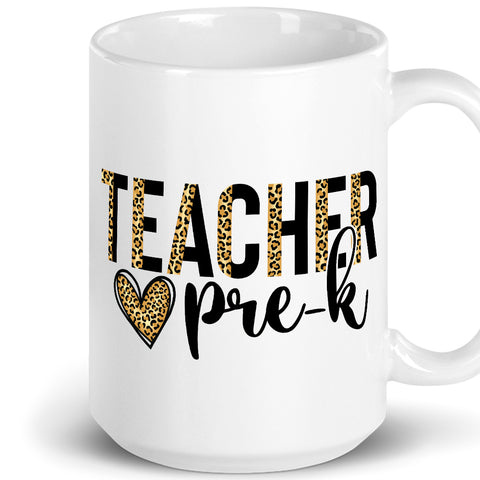 Image of Pre K Teacher Mug, Teacher Cheetah, Pre-K Teacher, Teaching Mugs, Teacher Team, Team Teaching Coffee Mug, Back to School, Teach Ceramic Mug
