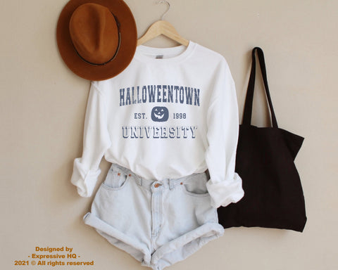 Image of HalloweenTown University Sweater, Cute Fall Halloween Sweatshirt
