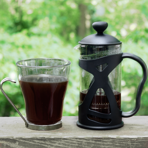 Image of KONA French Press Small Single Serve Coffee and Tea Maker, Black 12 oz