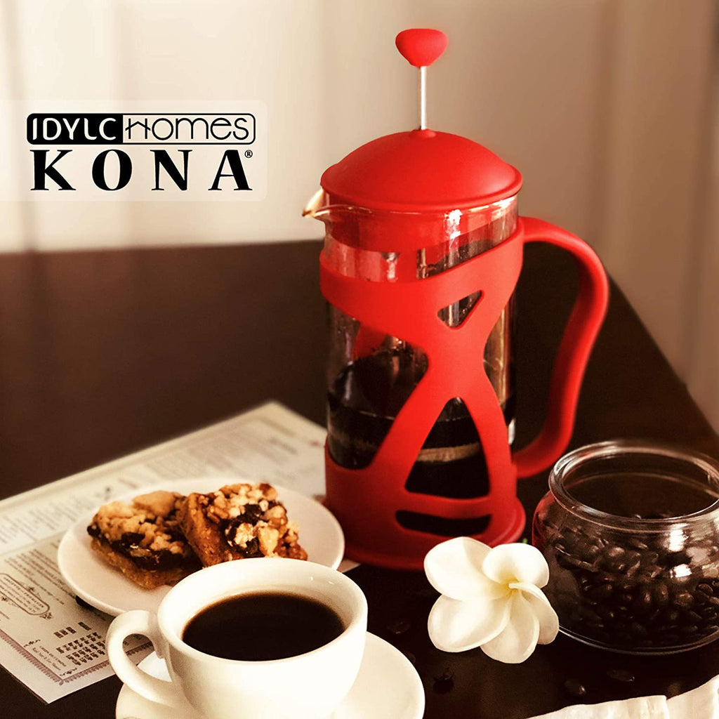 KONA French Press Small Single Serve Coffee and Tea Maker, Black 12 oz –  Idylc Homes KONA