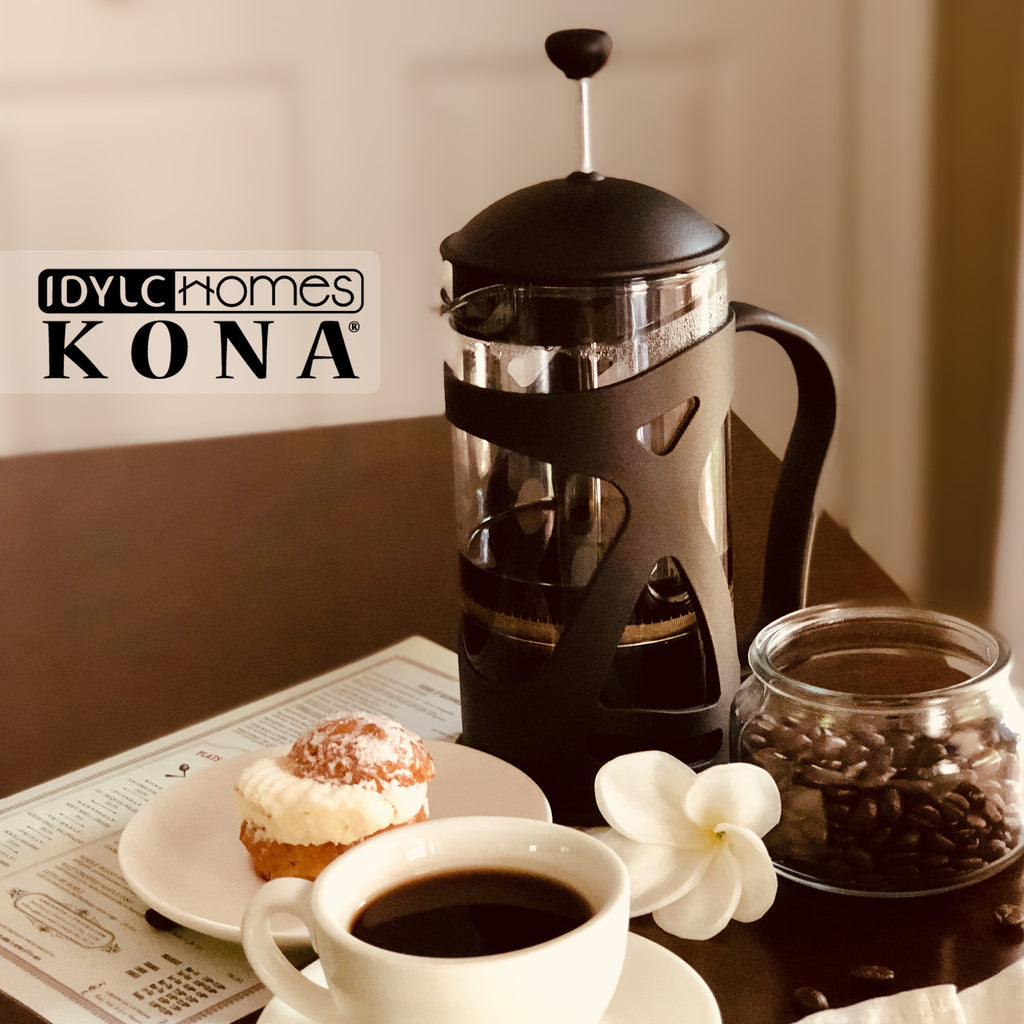 KONA French Press Small Single Serve Coffee and Tea Maker, Black 12 oz